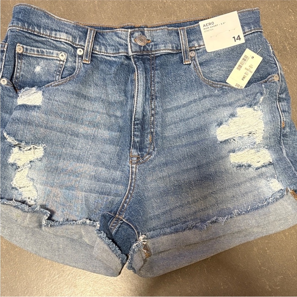 Aeropostale Light Blue High-Rise Distressed Jean Shorts- NEW size 14